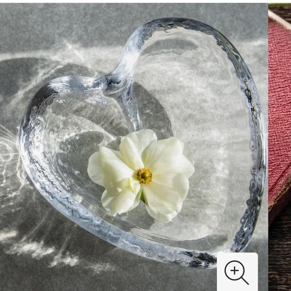 Simon Pierce Highgate Heart Dish, Large Clear Glass Decorative Bowl